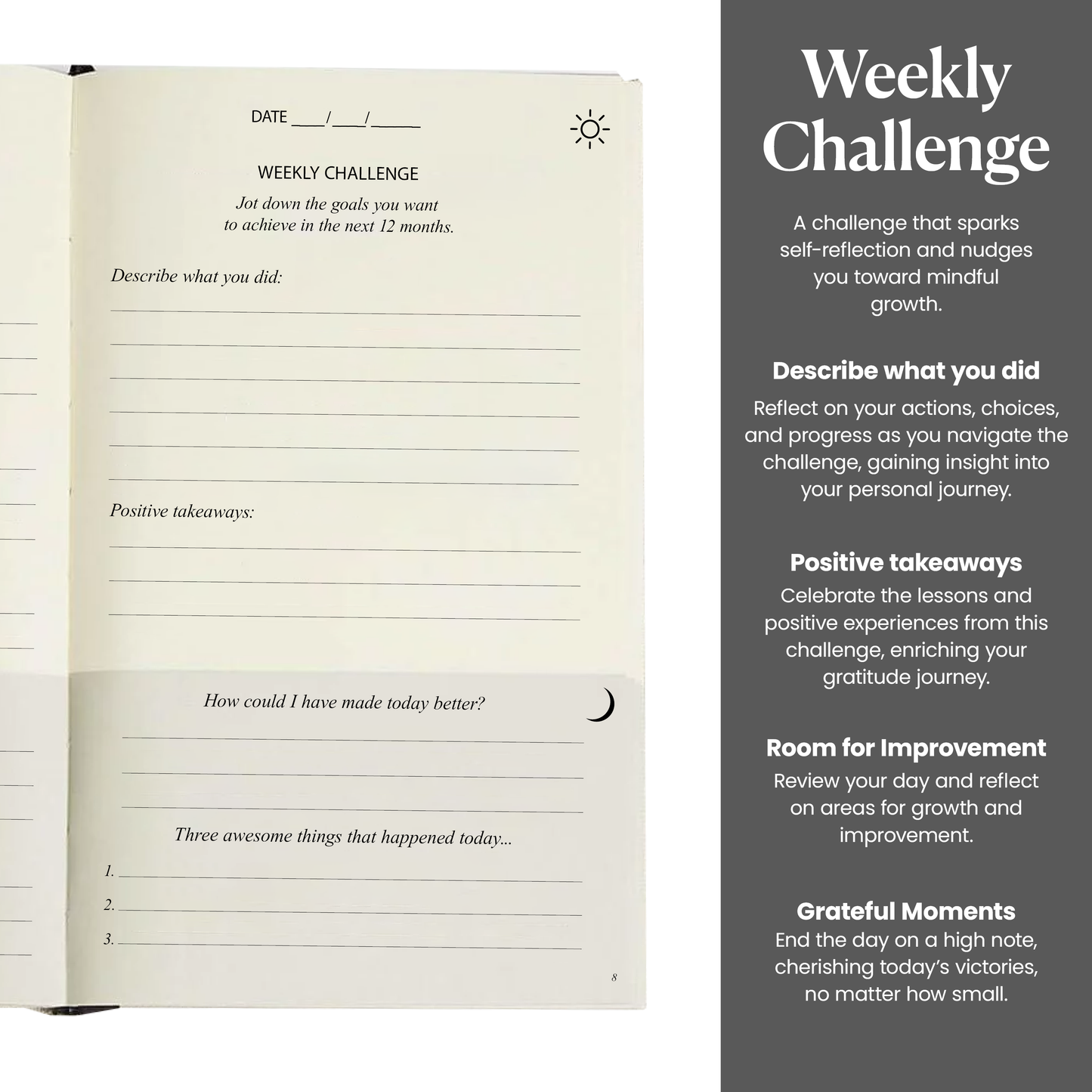The Gratitude Journal - 5 Minute Practice with Inspiring Quotes and Mindful Prompts for Affirmation, Reflection & Wellness