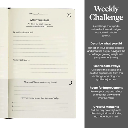 The Gratitude Journal - 5 Minute Practice with Inspiring Quotes and Mindful Prompts for Affirmation, Reflection & Wellness